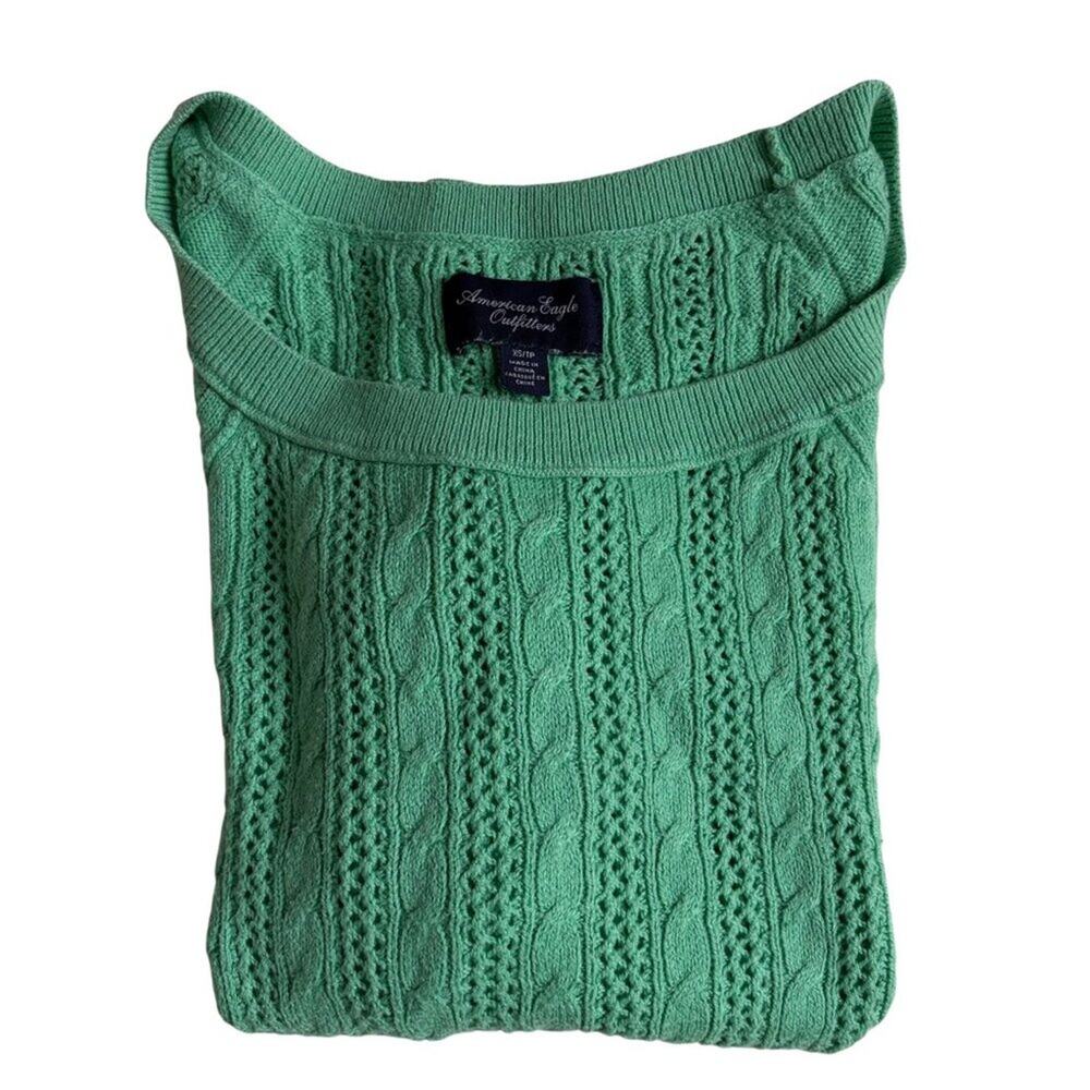 American Eagle Outfitters Open Knit Sweater (Green) - Size XS